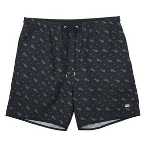 Hugo Boss Navy Blue Geometric Print Swim Trunks Men's XL Mesh Lined Luxury Pool